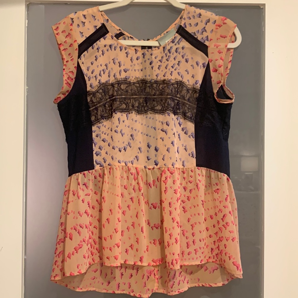 Maeve Anthropologie Pink Pattern Blouse